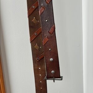 Hollister Brown Leather Belt with Metal Accents